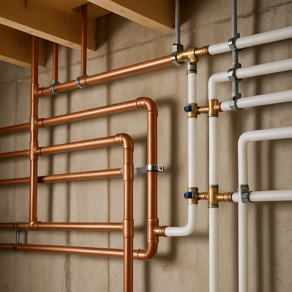 Summit Ridge Plumbing organized copper and PEX piping installation in a Denver basement